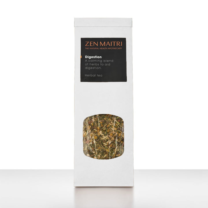 Tea packaging with 'Zen Maitri' branding on a white background