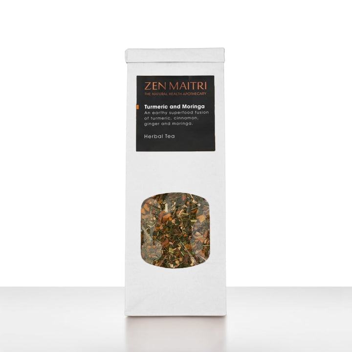 Tea package with 'Zen Maitri' branding on a white background