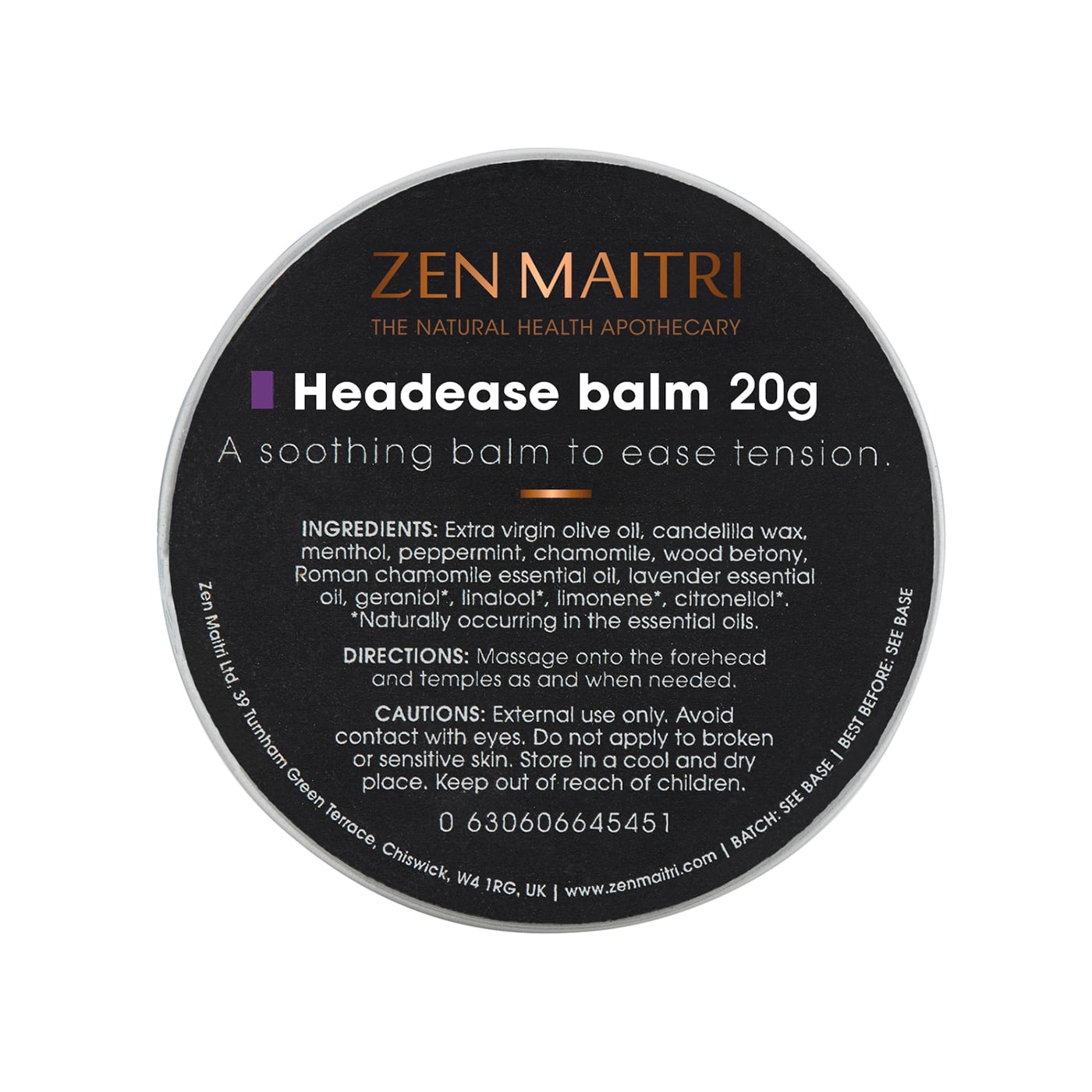 Natural Cooling Temple Balm | Head Tension & Forehead Rub | Zen Maitri ...